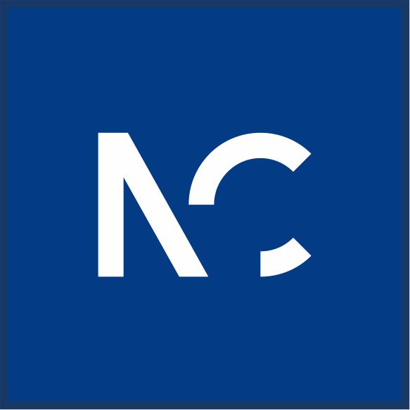 The Nora Consulting monogram: a white letter N and C on a deep blue square.